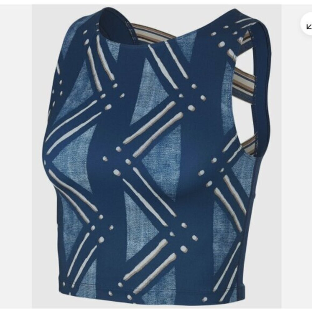 Nike Women's Pro Dri-FIT Printed Cross-Back Cropped Tank Top Sz Large